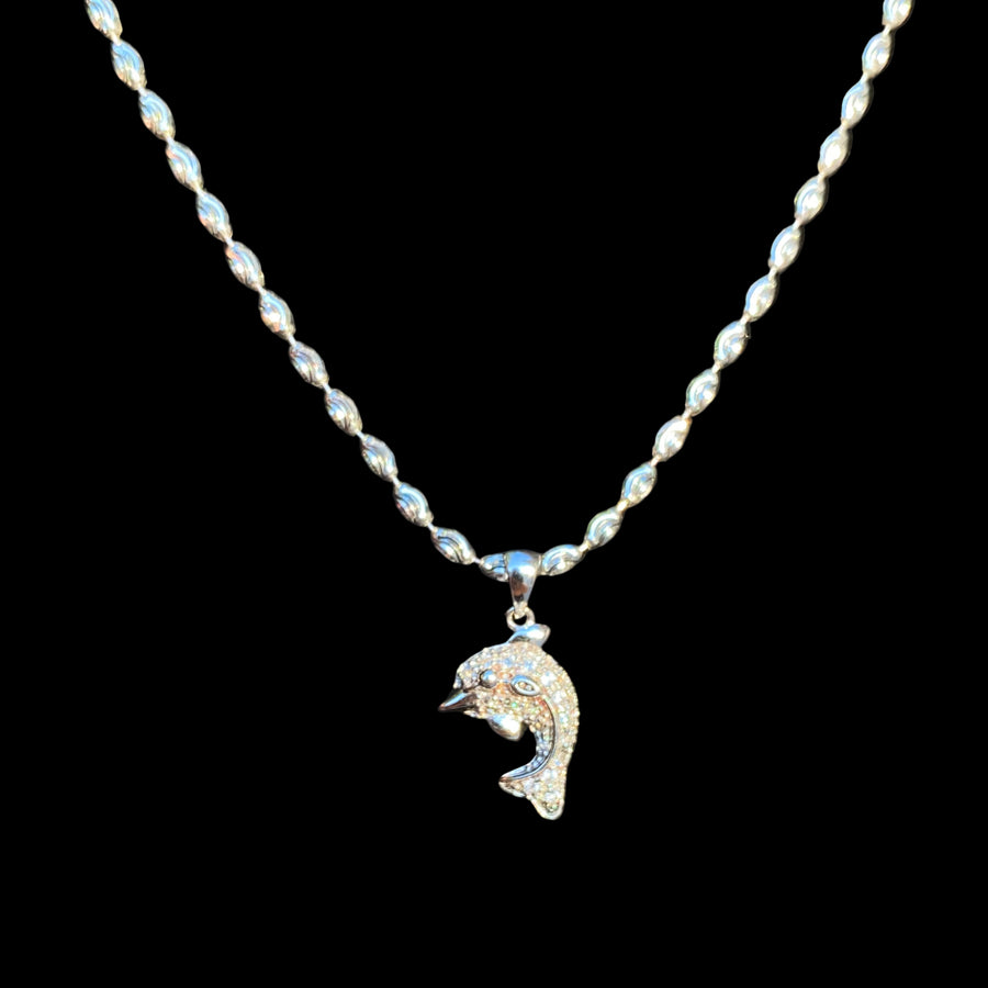 Diamond Cut Rice Bead Necklace